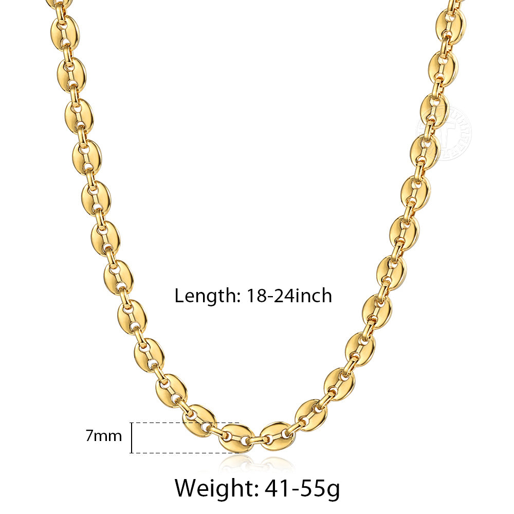 7mm Coffee Beans Chain Necklace 18-24inch – Trendsmax