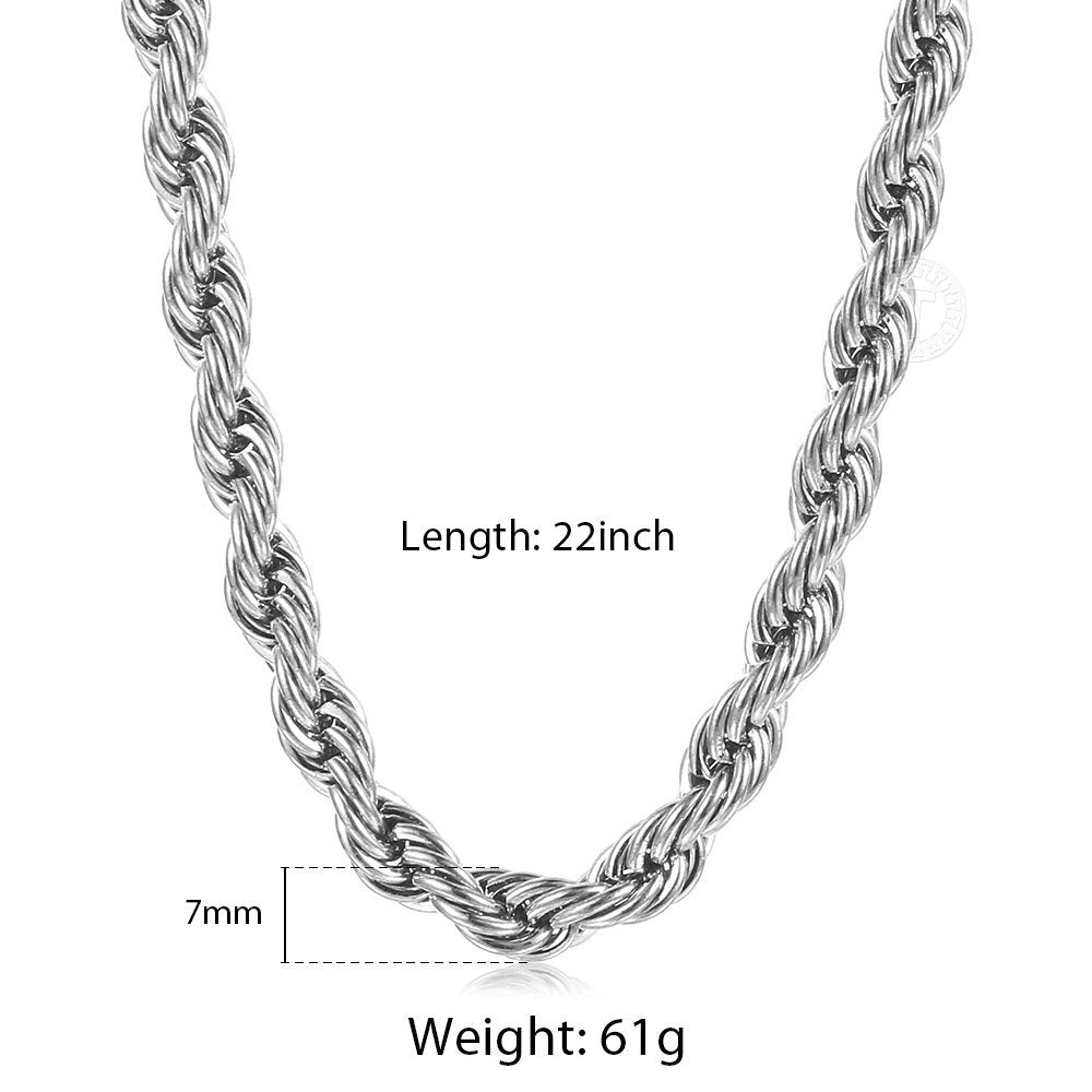 7mm silver deals rope chain